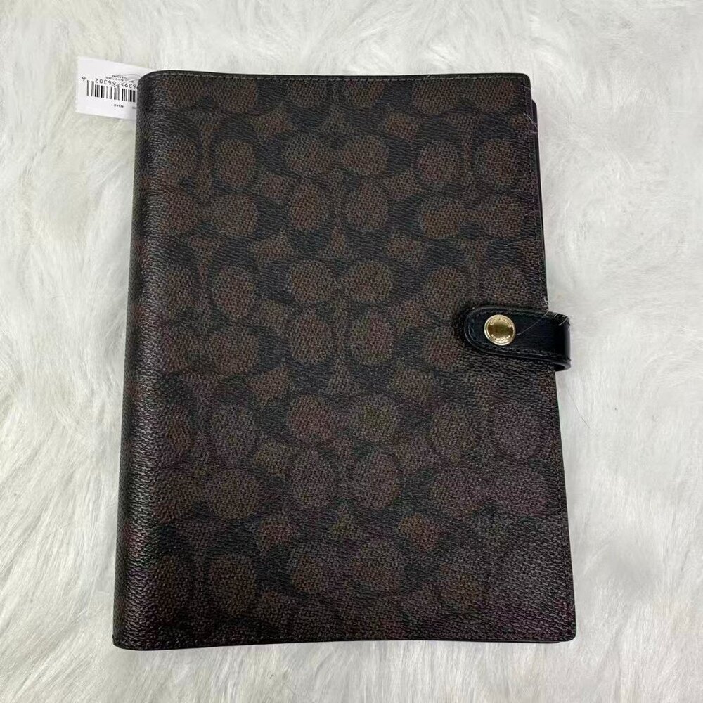 Coach Notebook In Signature Canvas In Brown Black CZ198 NWT